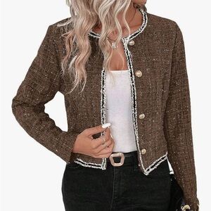 Mina self Chic Brown Plaid Women's Blazer